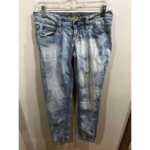 Decree Jeans Womens 3 Super Skinny Blue Low Rise Stretch Denim Festival Casual